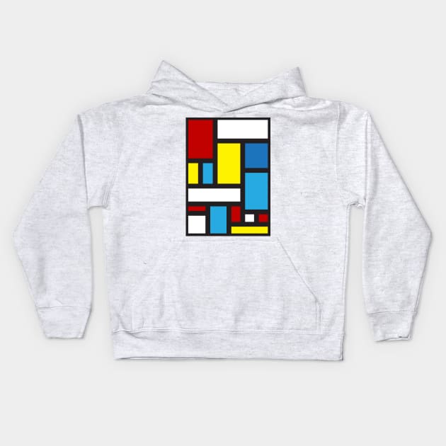 Mondrian Inspired Blocks Kids Hoodie by imlying